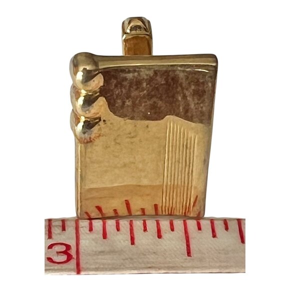 Vintage MCM Gold Tone Geometric Cufflinks With Stripes & Raised Dots - Picture 7 of 7